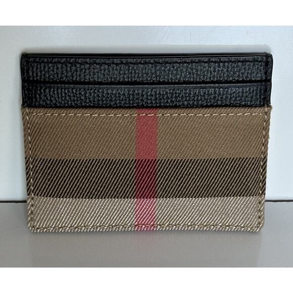 Burberry Vintage Check Archive Beige/Black Leather Card Case 80731411 NWT $260 - Picture 1 of 10